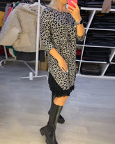 Leopardmönstrad slimmad klänning
